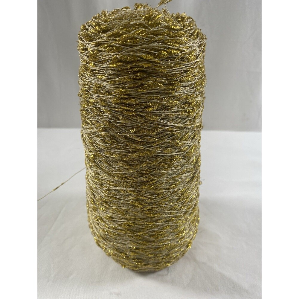 Fancy Cone Yarn Gold Glitter Slub Thread Clothes Needlework NW 280g #932